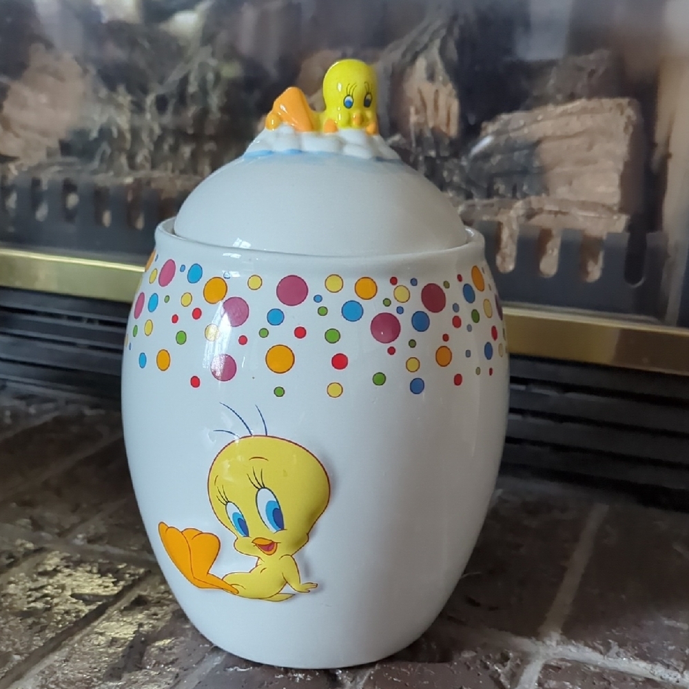 Warner Bros White Decor Jar with Tweety Bird Accents
